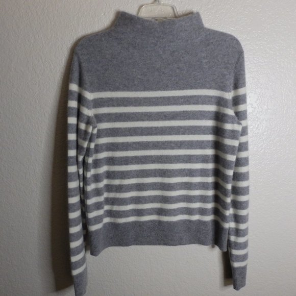 Vince Gray and White Striped Turtleneck Sweater - Picture 2 of 8